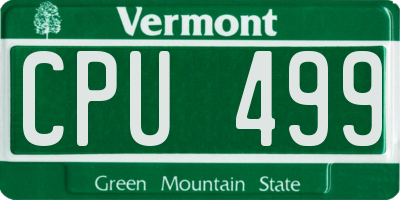 VT license plate CPU499