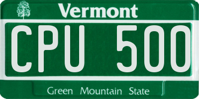 VT license plate CPU500