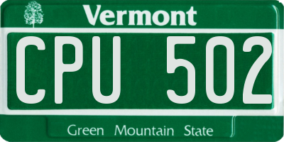 VT license plate CPU502