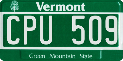 VT license plate CPU509