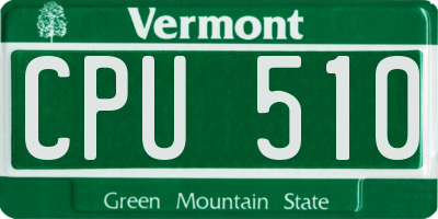VT license plate CPU510