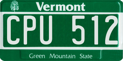 VT license plate CPU512