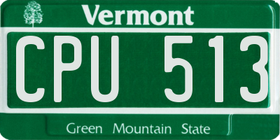 VT license plate CPU513