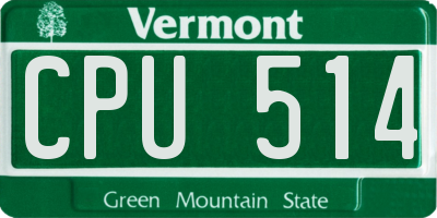 VT license plate CPU514