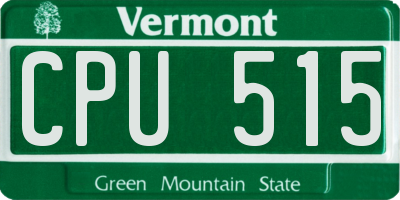 VT license plate CPU515