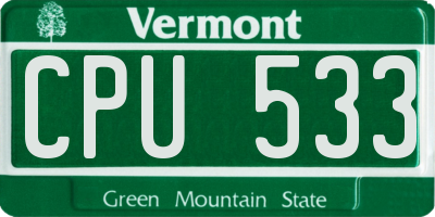 VT license plate CPU533