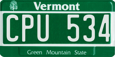 VT license plate CPU534