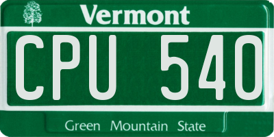 VT license plate CPU540