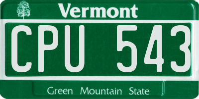 VT license plate CPU543