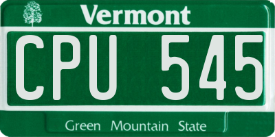 VT license plate CPU545