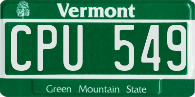 VT license plate CPU549