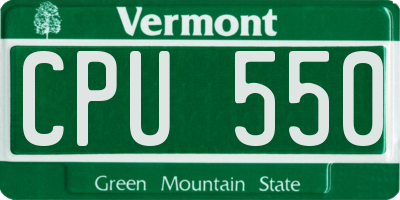 VT license plate CPU550