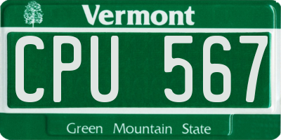 VT license plate CPU567