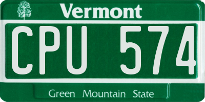 VT license plate CPU574