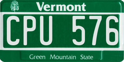 VT license plate CPU576