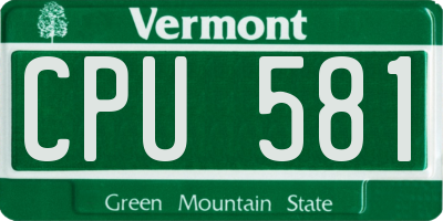 VT license plate CPU581