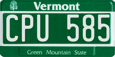 VT license plate CPU585