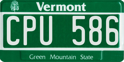 VT license plate CPU586