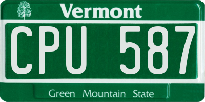 VT license plate CPU587