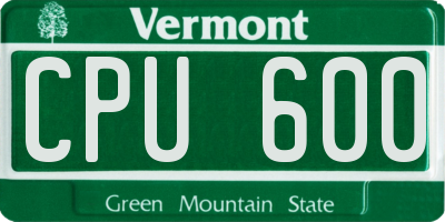 VT license plate CPU600