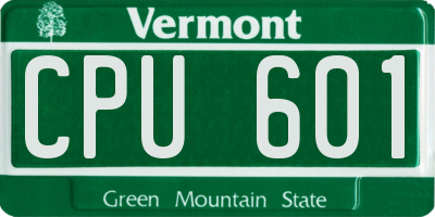 VT license plate CPU601