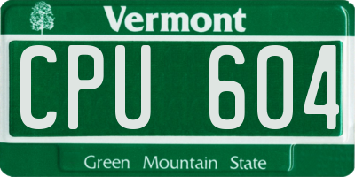 VT license plate CPU604