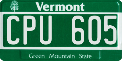 VT license plate CPU605