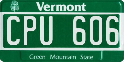 VT license plate CPU606