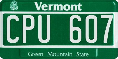VT license plate CPU607