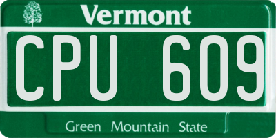 VT license plate CPU609