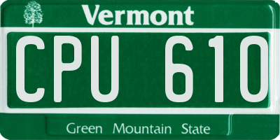 VT license plate CPU610