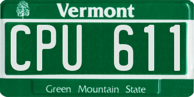 VT license plate CPU611