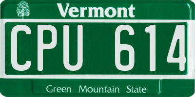 VT license plate CPU614