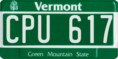 VT license plate CPU617