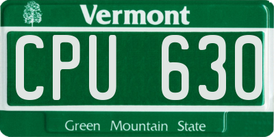 VT license plate CPU630