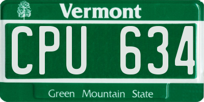 VT license plate CPU634