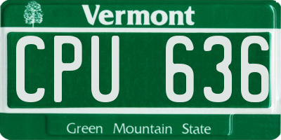 VT license plate CPU636