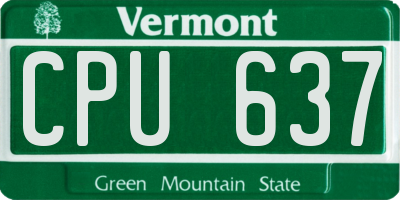 VT license plate CPU637