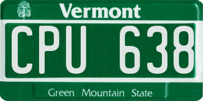 VT license plate CPU638