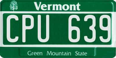 VT license plate CPU639
