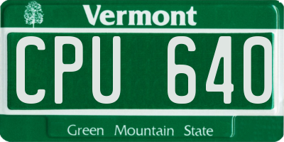 VT license plate CPU640