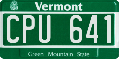 VT license plate CPU641