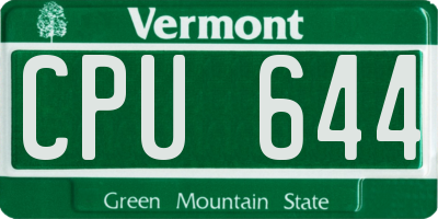 VT license plate CPU644