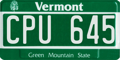 VT license plate CPU645