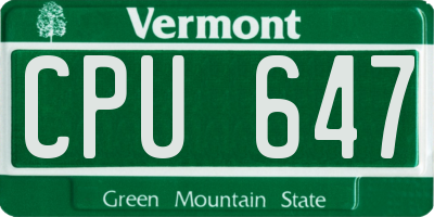 VT license plate CPU647