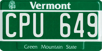 VT license plate CPU649