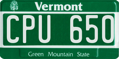 VT license plate CPU650