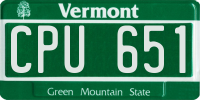 VT license plate CPU651