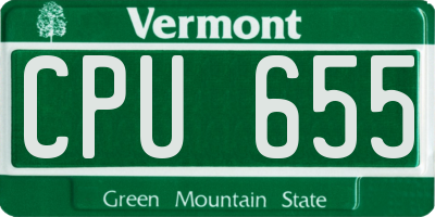 VT license plate CPU655