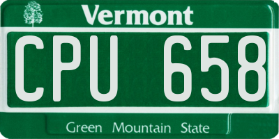 VT license plate CPU658